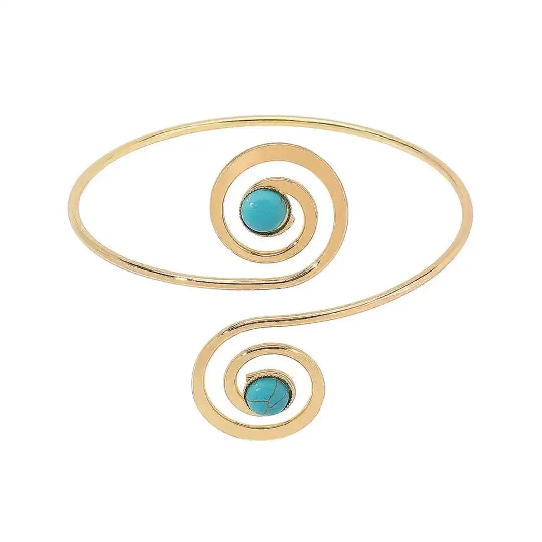 Bohemian Silver Arm Bracelet with Turquoise