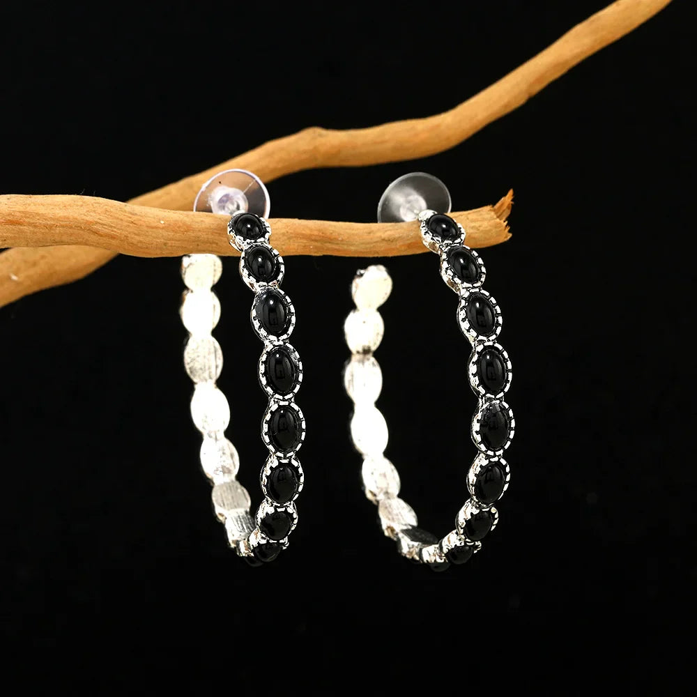 Pendientes de Aro Ovalados de Plata Vintage