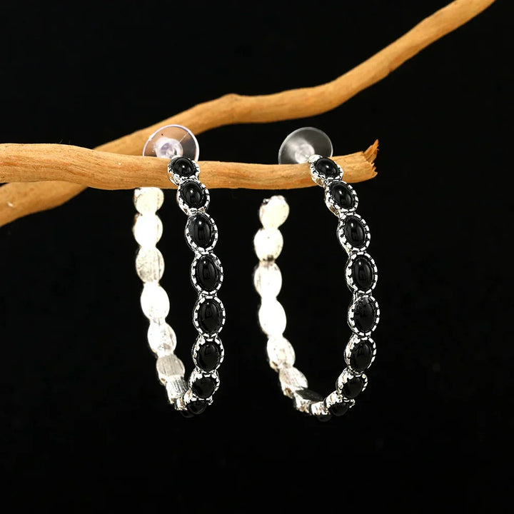Vintage Silver Oval Hoop Earrings