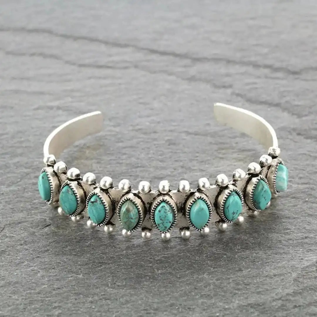Pulsera de Piedra de Plata Tibetana Vintage