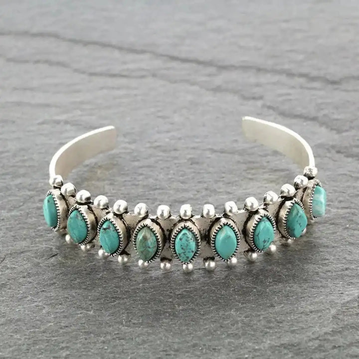 Pulsera de Piedra de Plata Tibetana Vintage