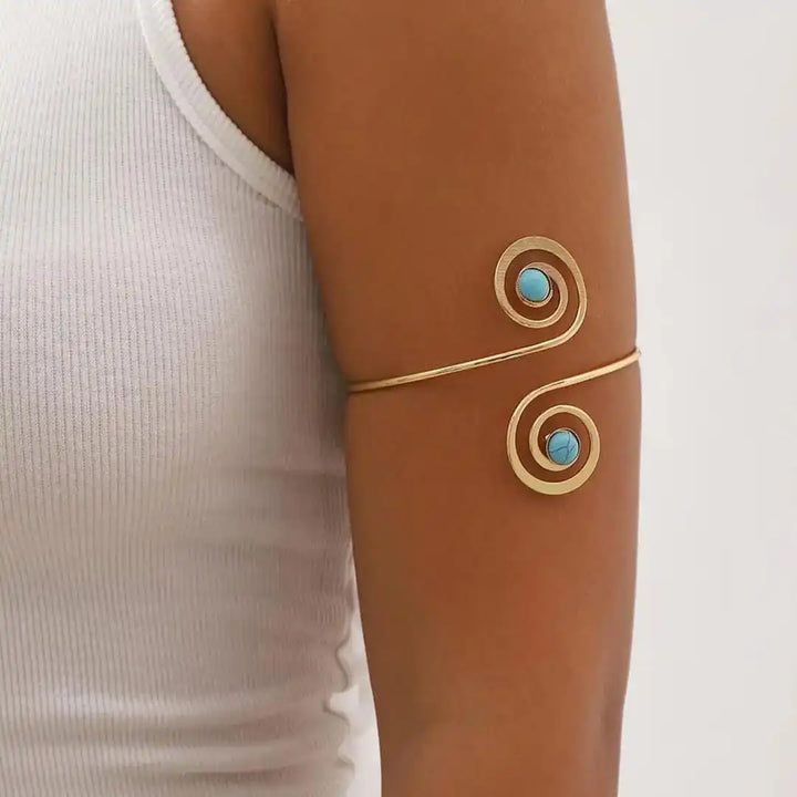 Pulsera de Brazo de Plata Bohemia con Turquesa