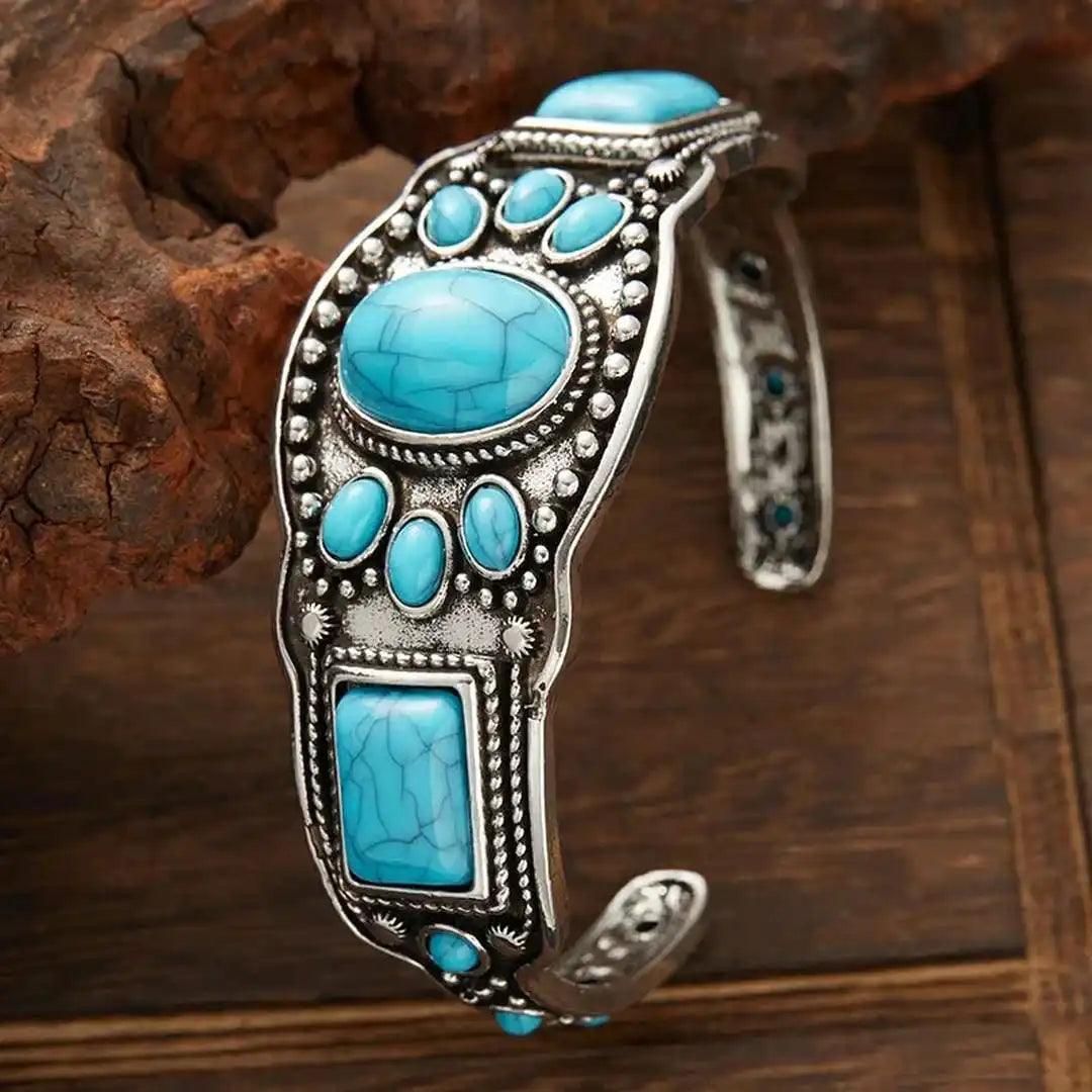 Pulsera de Cuff Turquesa Bohemia Vintage