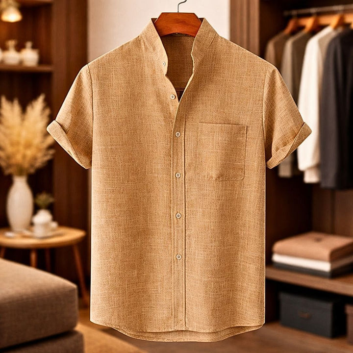 Camisa de Lino de Manga Corta