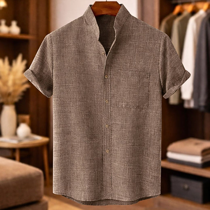 Camisa de Lino de Manga Corta