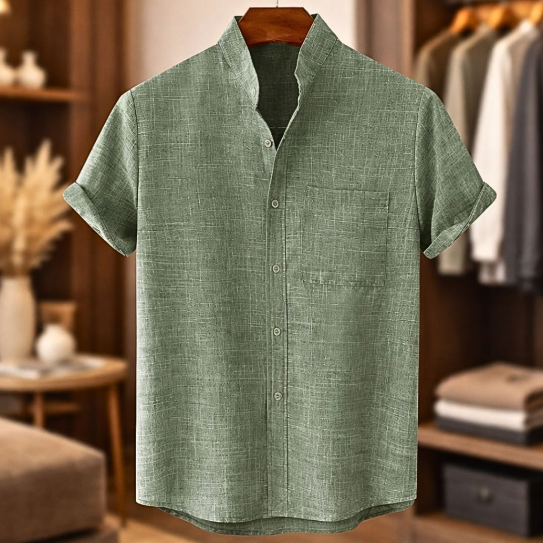 Camisa de Lino de Manga Corta