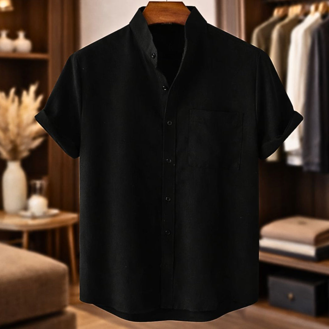 Camisa de Lino de Manga Corta