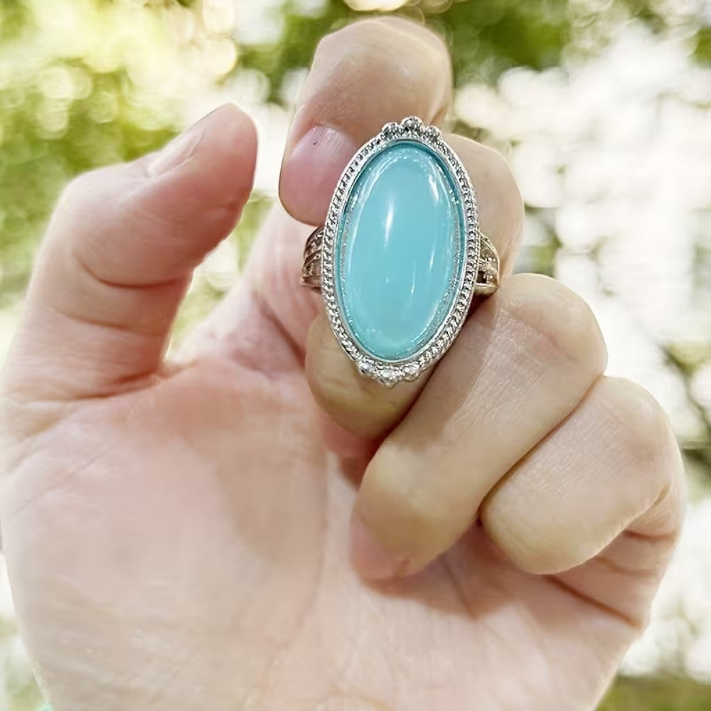 Anillo Declarativo de Turquesa en Plata Esterlina Vintage