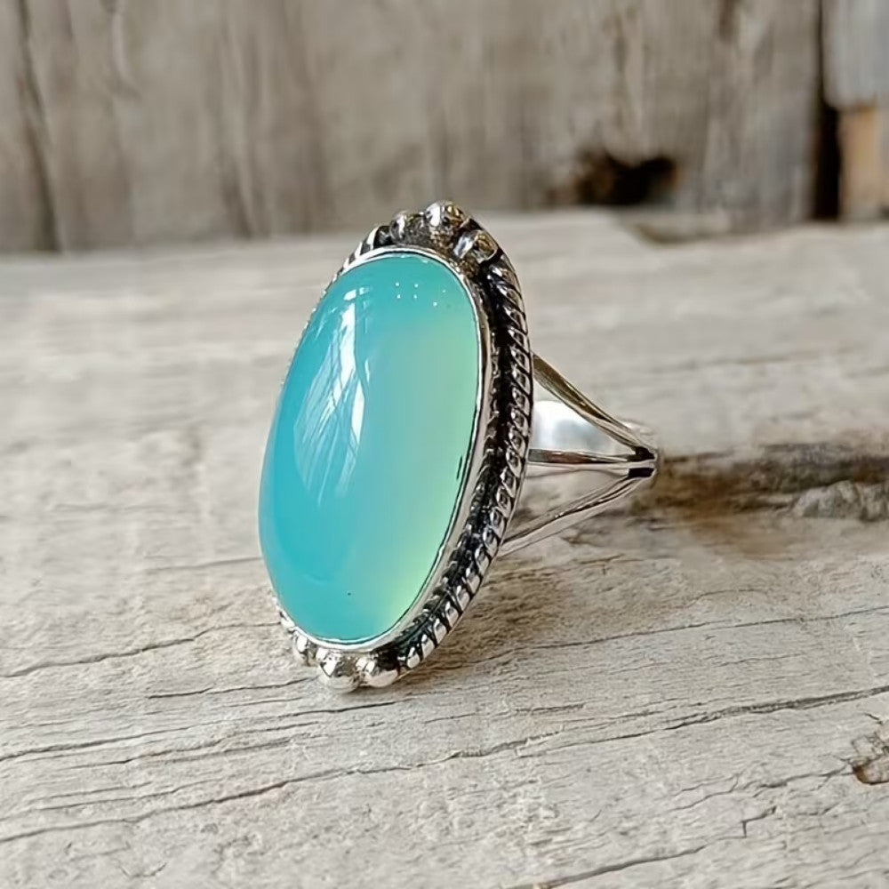Anillo Declarativo de Turquesa en Plata Esterlina Vintage