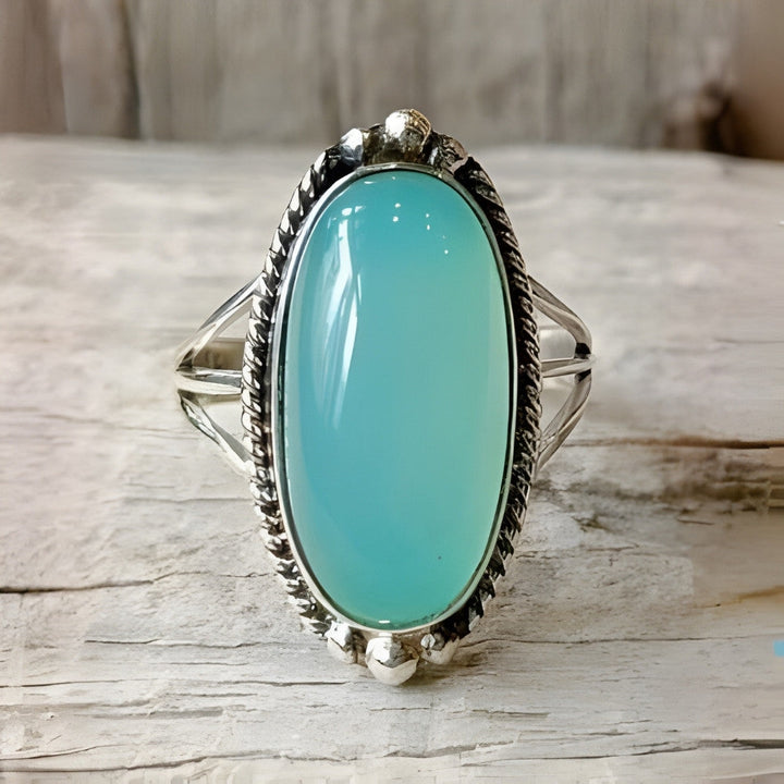 Anillo Declarativo de Turquesa en Plata Esterlina Vintage