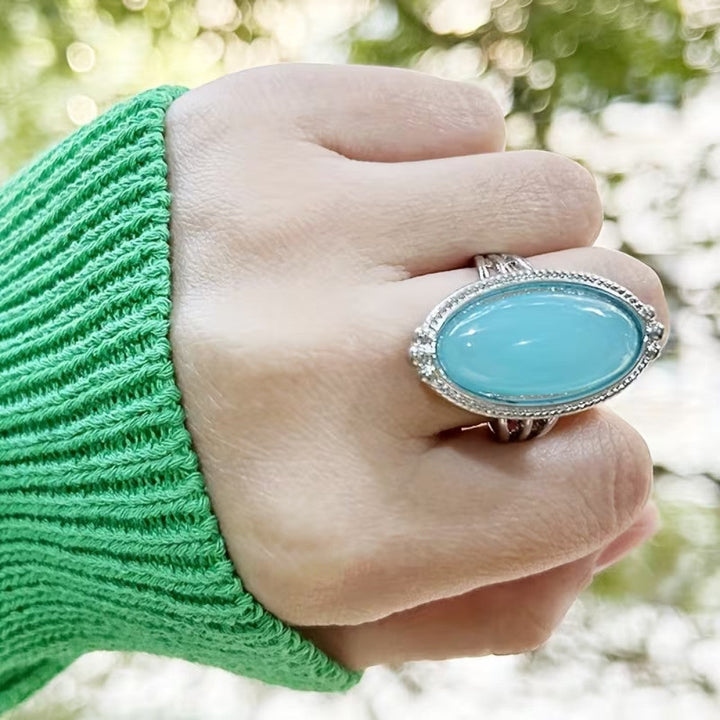 Anillo Declarativo de Turquesa en Plata Esterlina Vintage