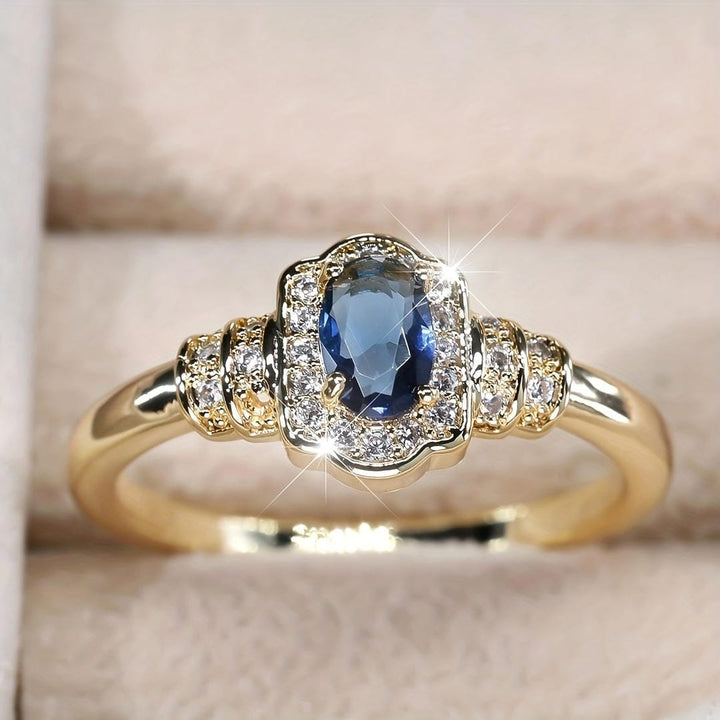 Anillo de Cristal Halo de Zafiro Hereditario