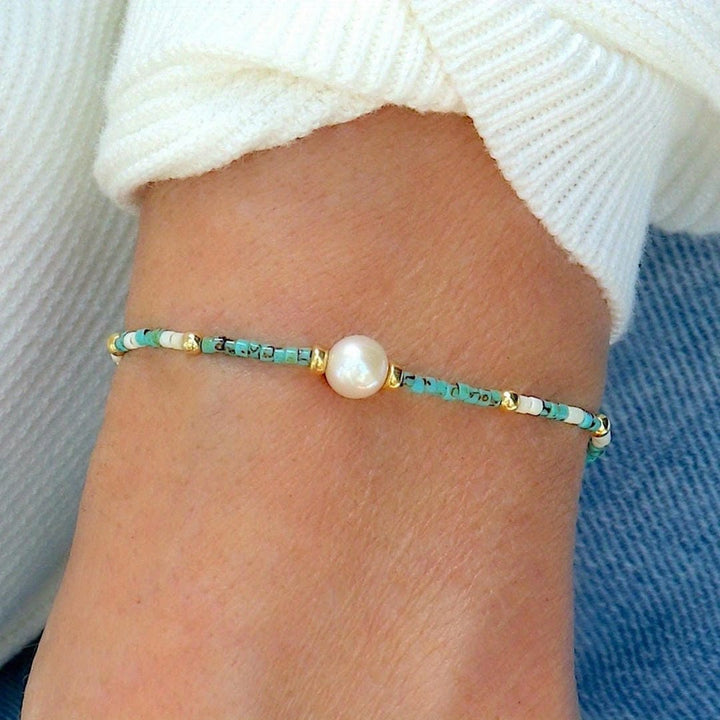 Pulsera de cuentas de semillas de perlas costeras