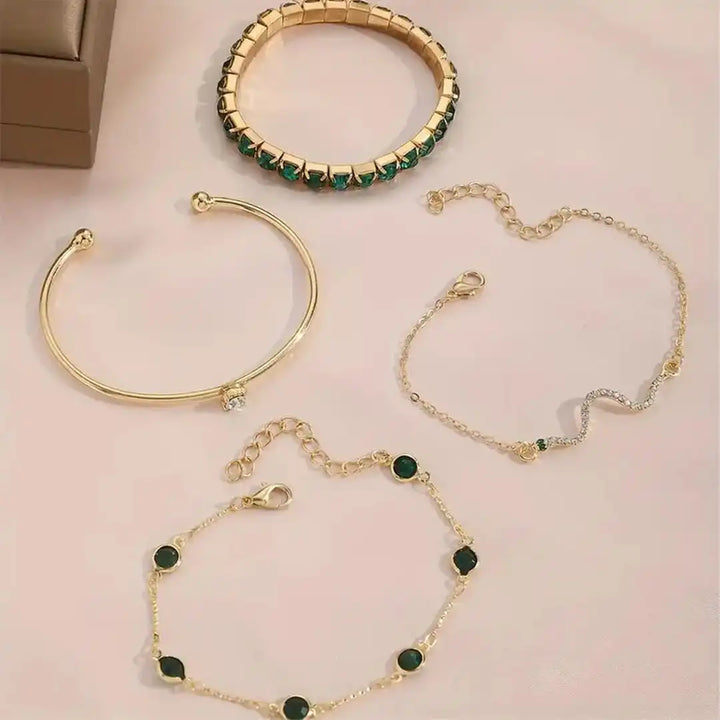 Set of Green Stone Bracelets