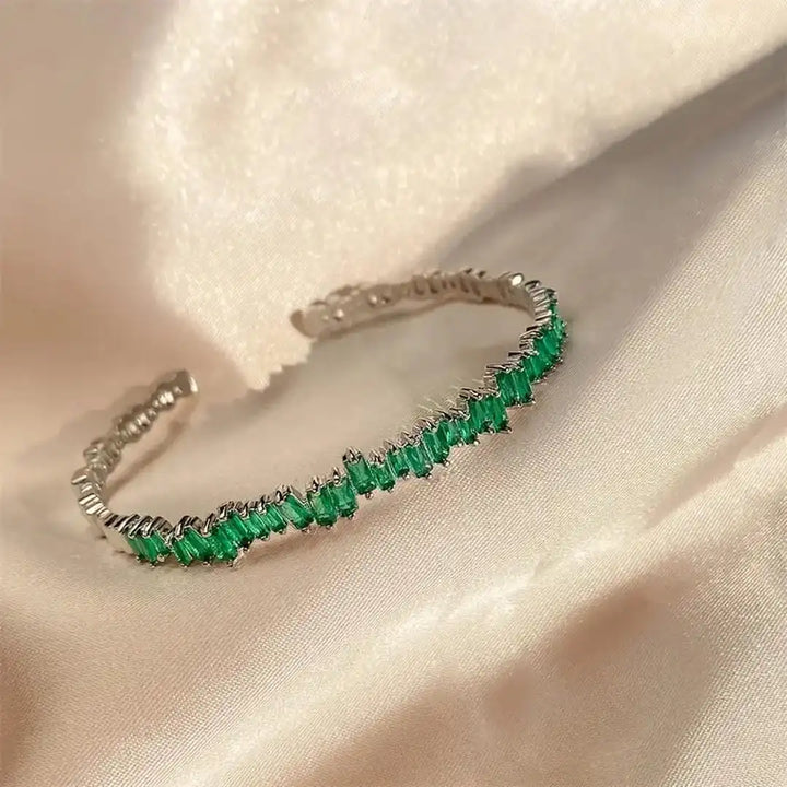 Pulsera Bangle Zigzag Moderna Esmeralda