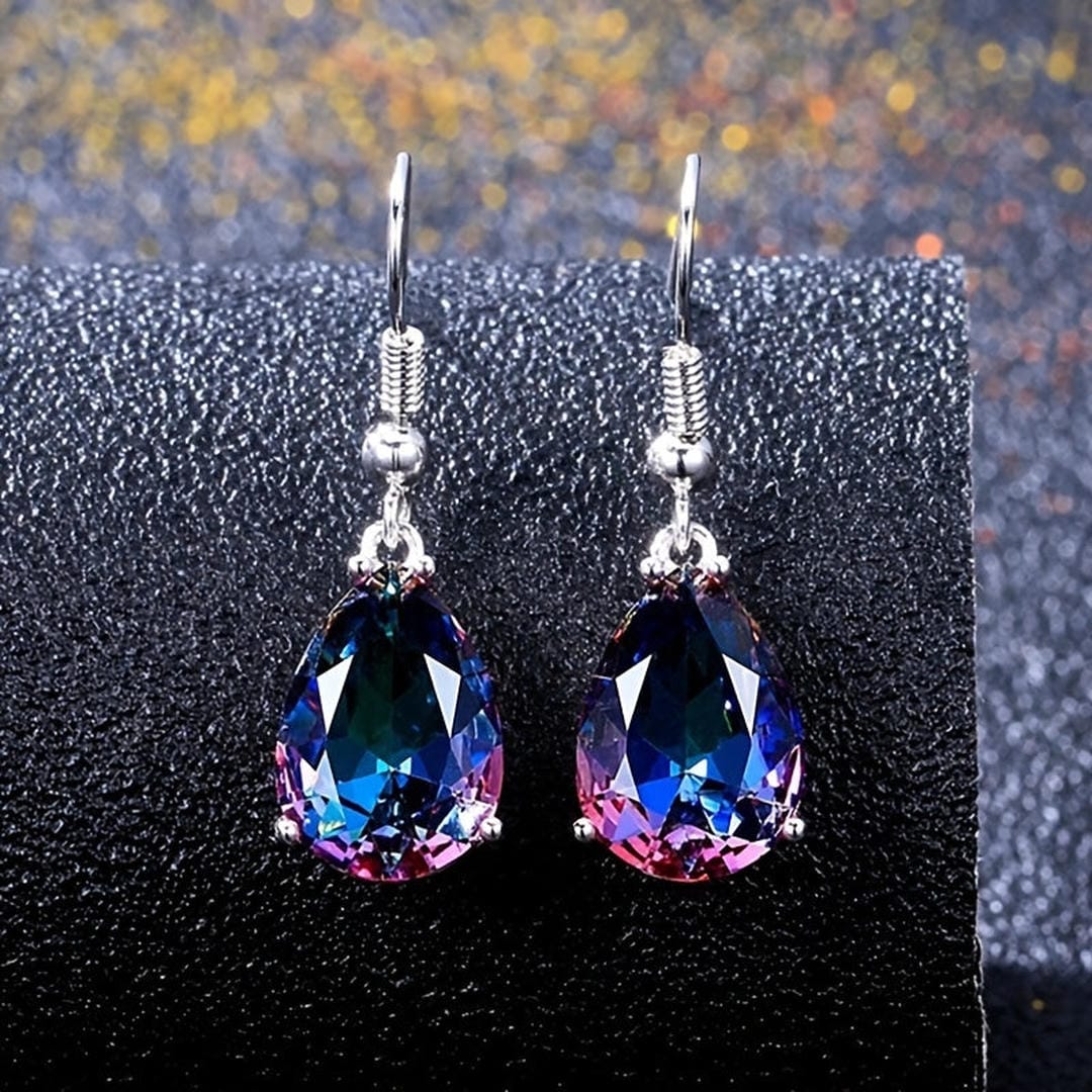 Pendientes de Elegancia Arcoíris de Zafiro