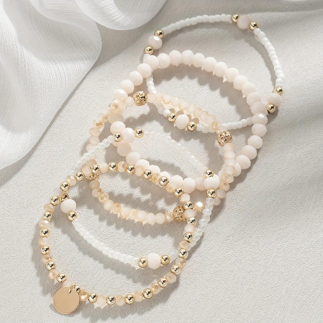 Pulsera con Encanto de Perlas Crema Costera