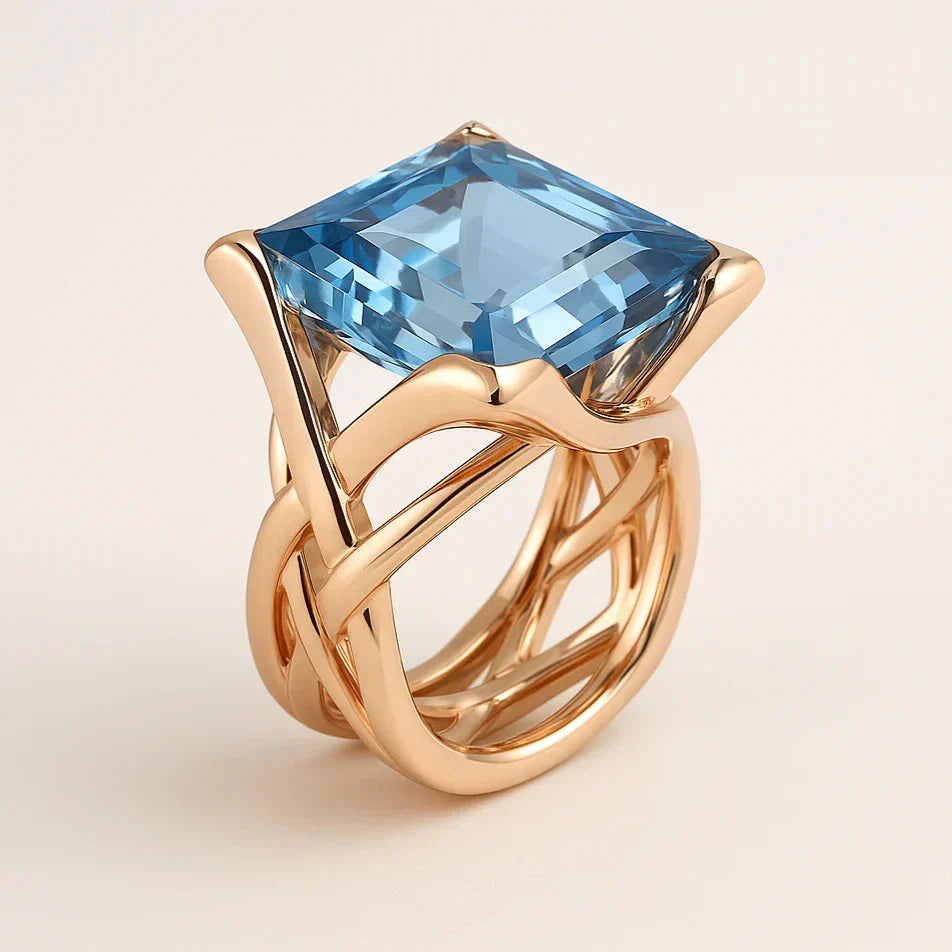 Vintage Gold Ring with Blue Stone