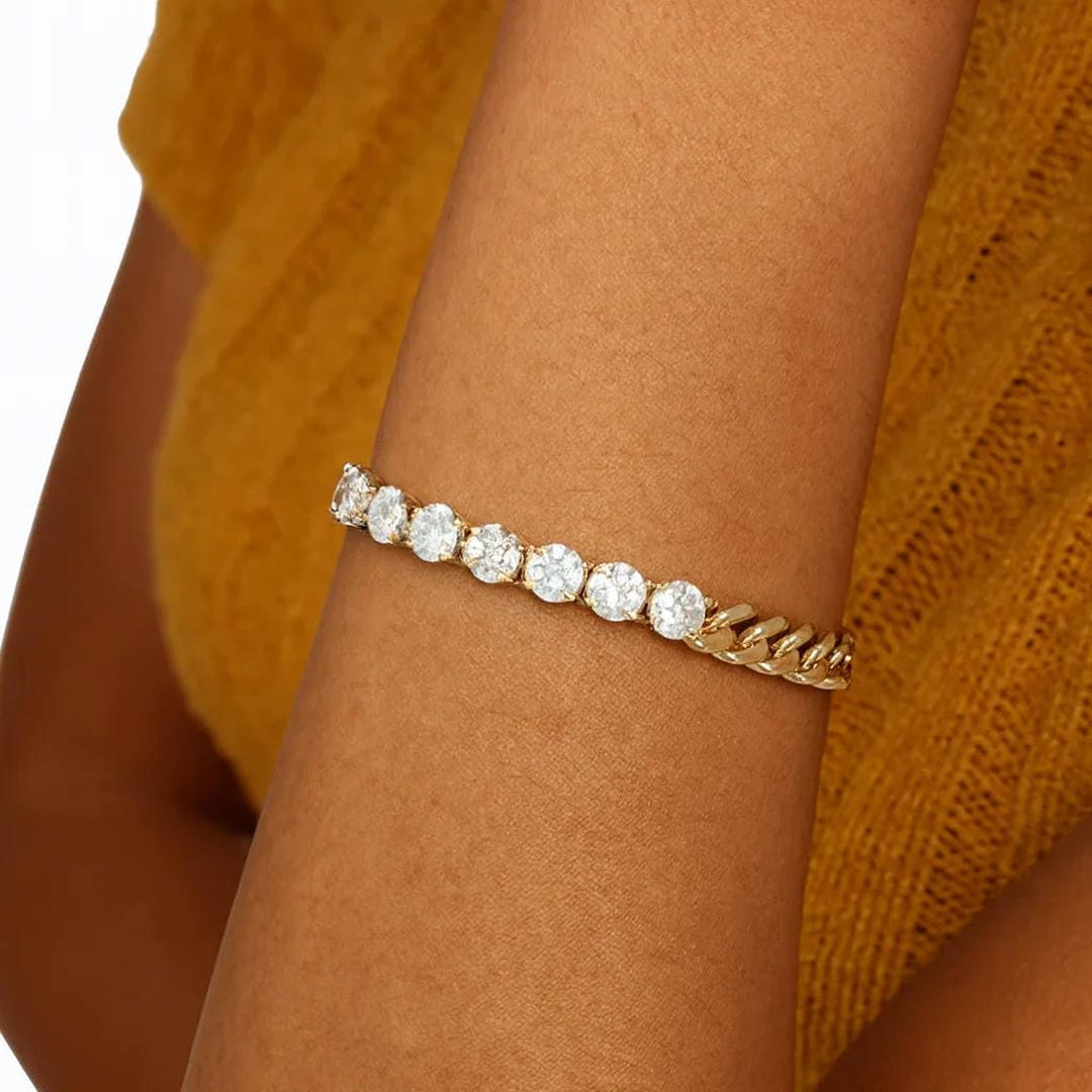 Pulsera Moderna de Cristales con Enlaces de Oro