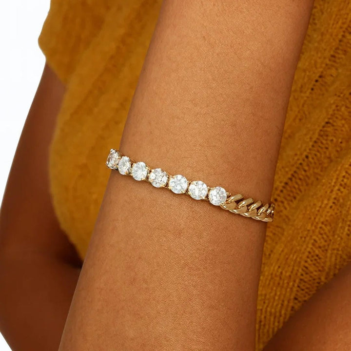 Pulsera Moderna de Cristales con Enlaces de Oro