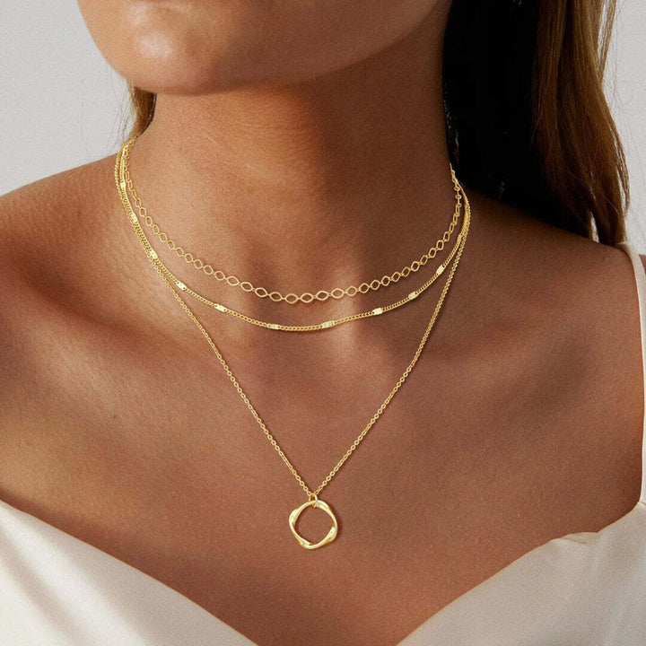 Collar Colgante Clásico de Capas Doradas