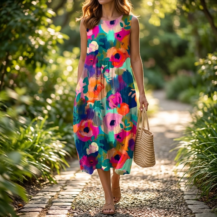 Florenza™ – Vestido Midi Floral Pintoresco