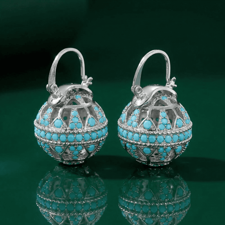 Pendientes Colgantes de Globo de Filigrana Turquesa