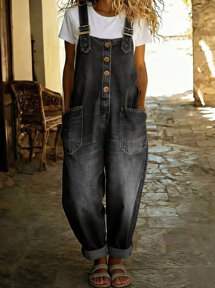 Rocio | Casual denim jumpsuit with adjustable buckle.