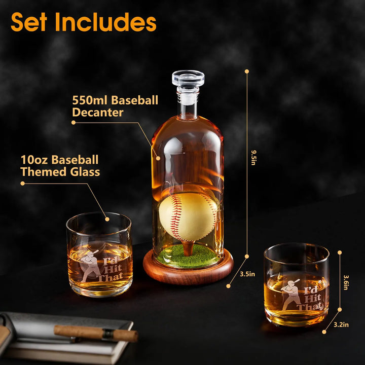 Botella de Whisky - Edición Set de Béisbol con Vasos