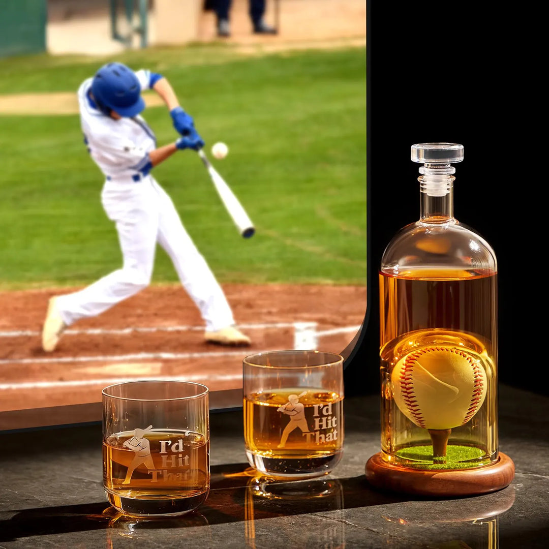 Botella de Whisky - Edición Set de Béisbol con Vasos