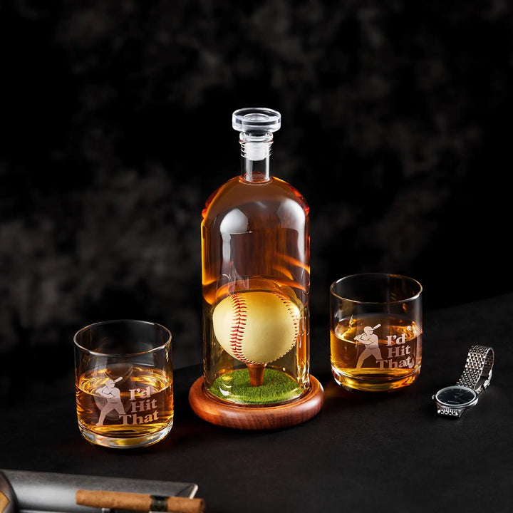 Botella de Whisky - Edición Set de Béisbol con Vasos