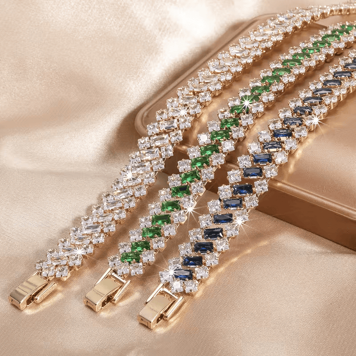 Pulsera de Tenis Corona Esmeralda