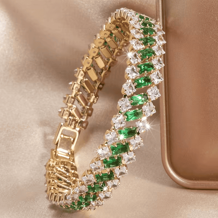 Pulsera de Tenis Corona Esmeralda