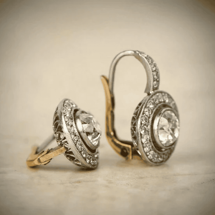 Pendientes Vintage de Cristal en Oro y Plata