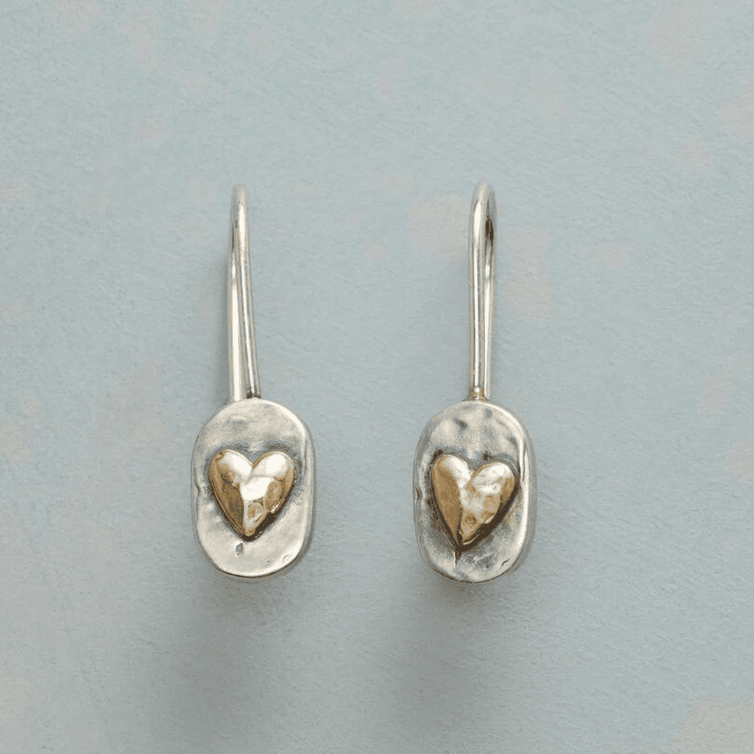 Two-Tone Heart Drop Earrings