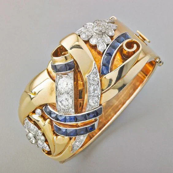 Vintage Blue Zirconia and Gold Ring