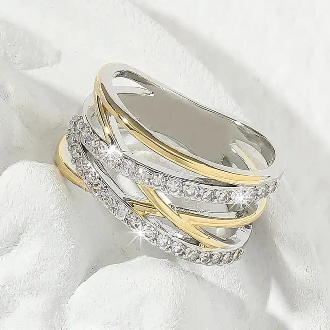 Radiance SilverGold Zirconia Ring