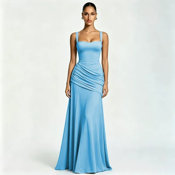 ENIE | Maxi Dress with Gathered Square Neckline