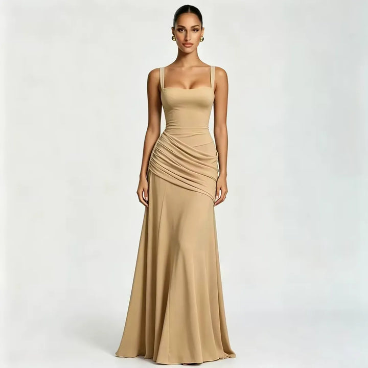 ENIE | Maxi Dress with Gathered Square Neckline