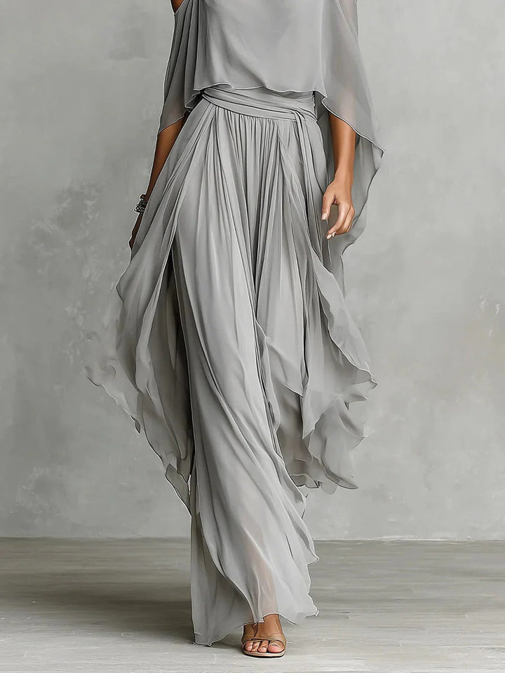 Renata | Conjunto de Fluido Gris con Top de Tirantes y Pantalones Livianos