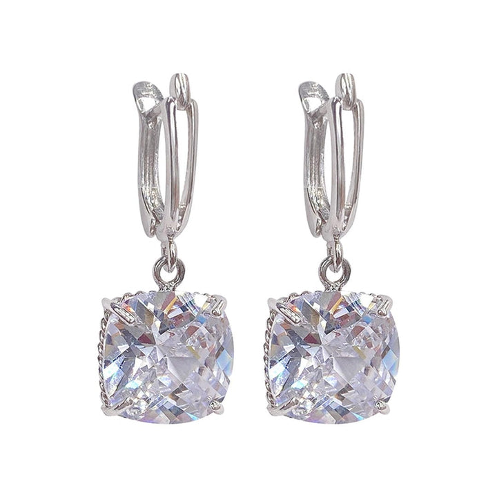 Pendientes Colgantes de Circonita en Oro Blanco