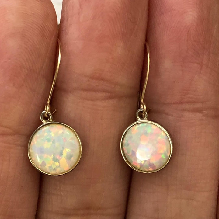 Pendientes de Ópalo Blanco Baño de Oro Atemporales