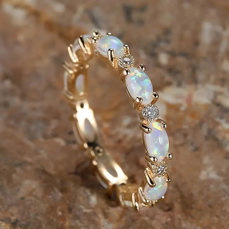 Vintage Golden Opal Eternity Ring