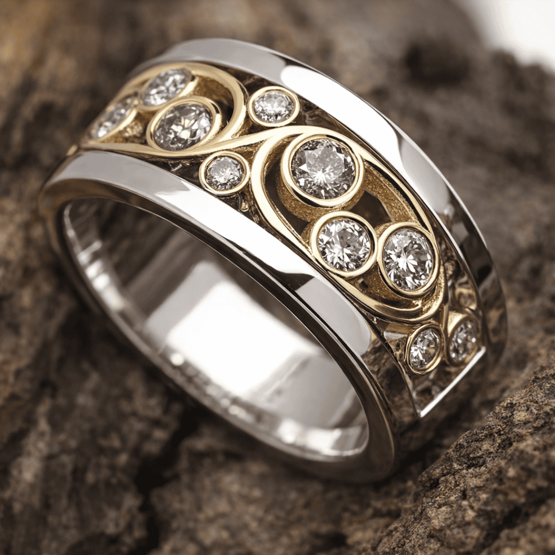 Ivy Zirconia Ring in Vintage Gold and Silver