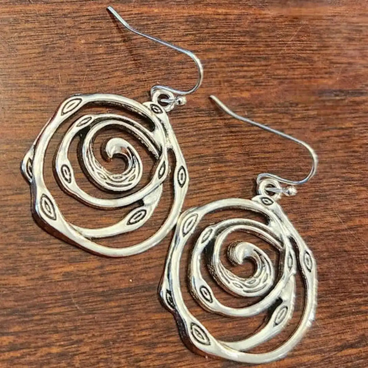 Pendientes de Plata Vintage en Forma de Laberinto
