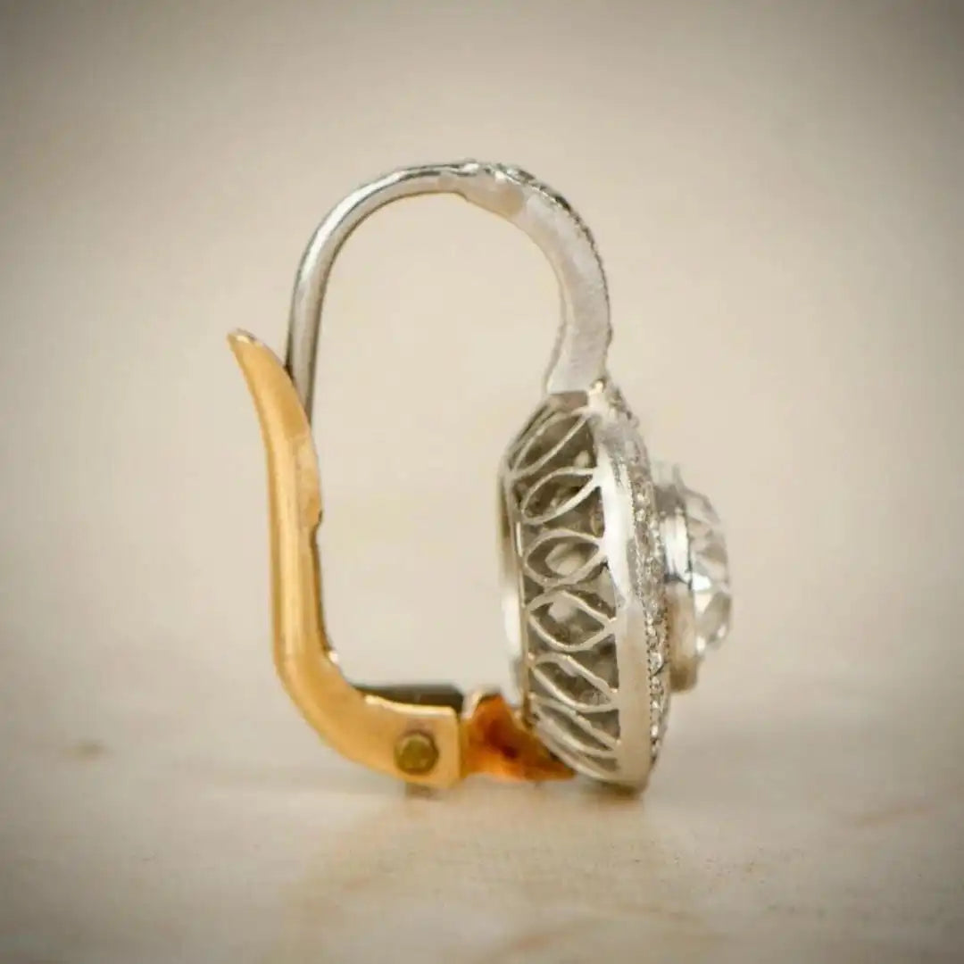 Pendientes de Cristal Vintage en Oro y Plata