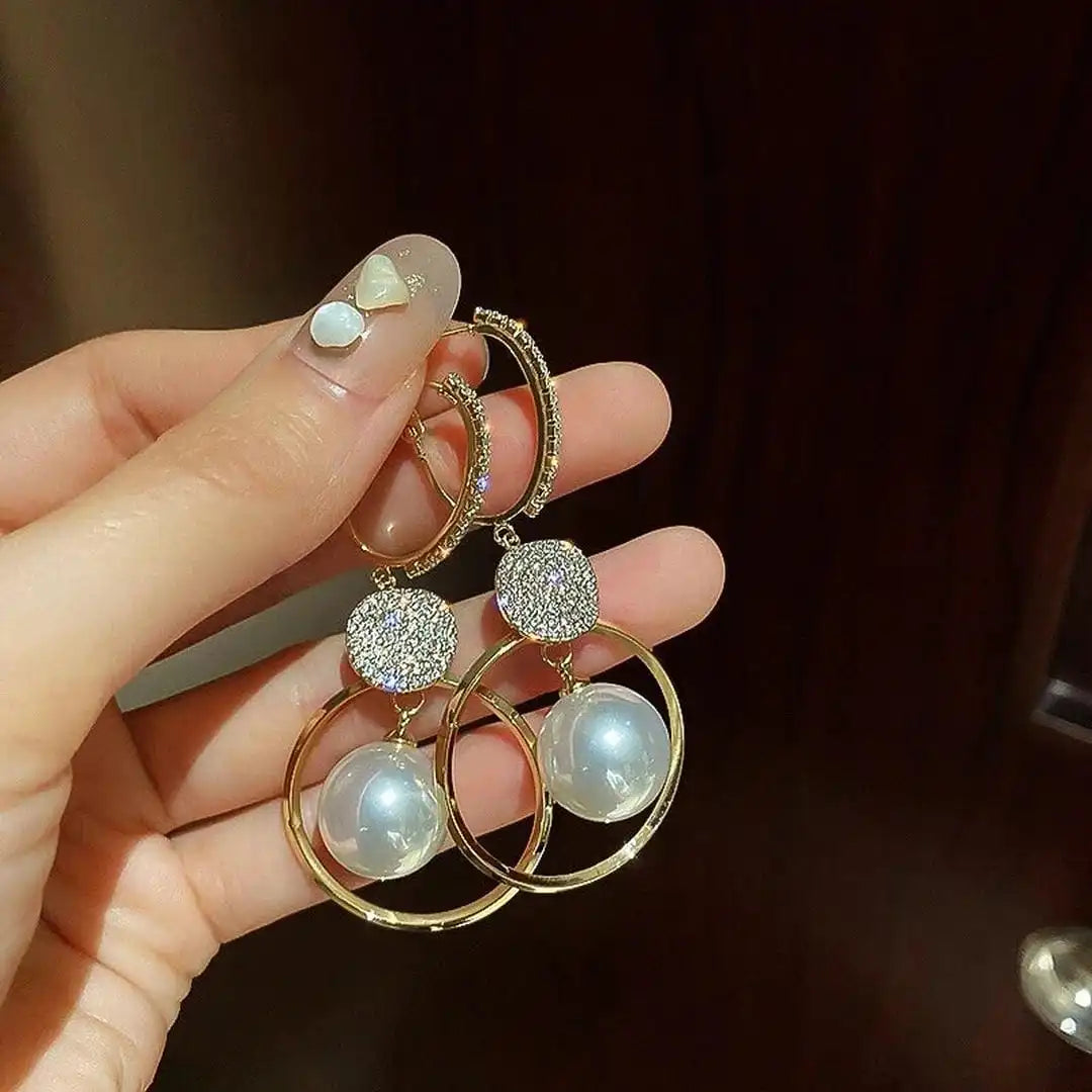 Pendientes con Perlas Cultivadas y Esferas Embelezadas