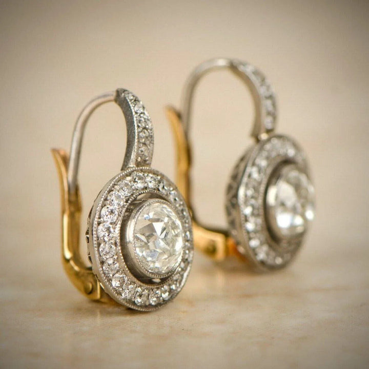 Pendientes de Cristal Vintage en Oro y Plata