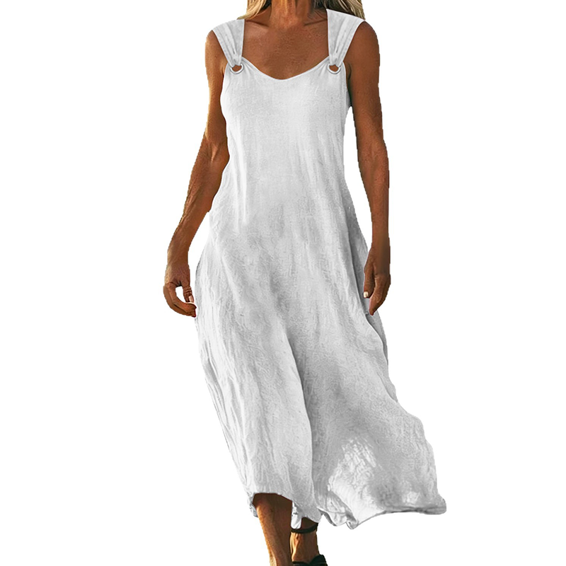 Vestido sin mangas con escote en V y anillos metálicos