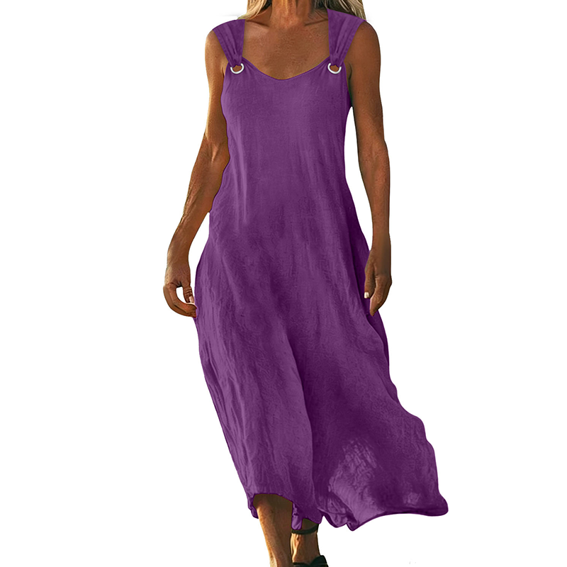 Vestido sin mangas con escote en V y anillos metálicos